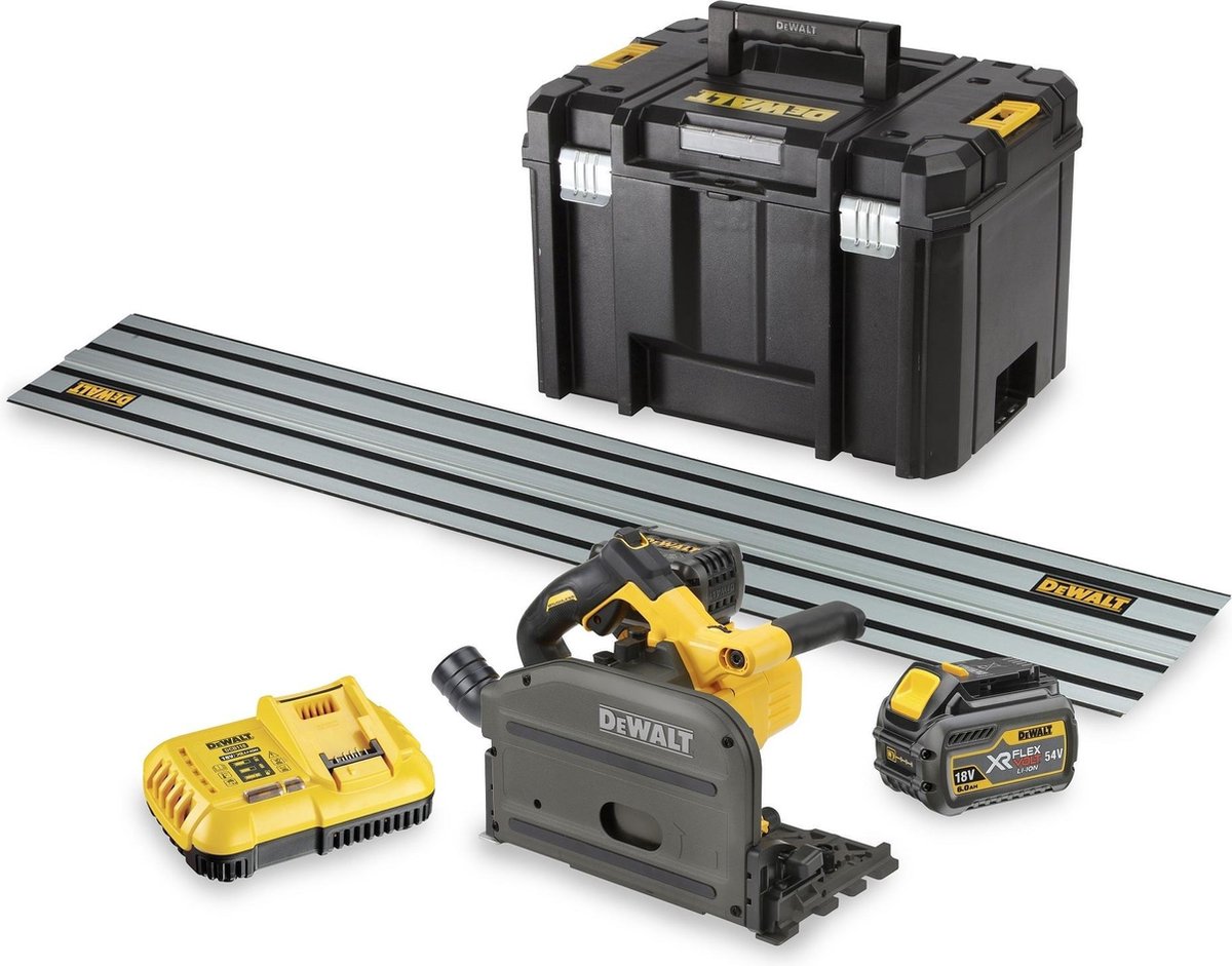 DeWALT DCS520T2R 18V / 54V XR FlexVolt Li-Ion Accu Invalzaag Incl. Geleiderail Set (2x 6,0Ah Accu) In TSTAK - Snelwissel - Koolborstelloos