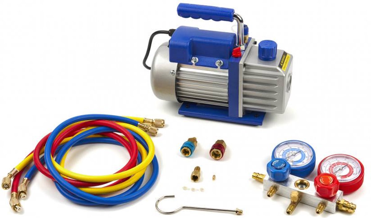 Vacuümpomp 1-traps met 2-voudige manometerset (60 liter)