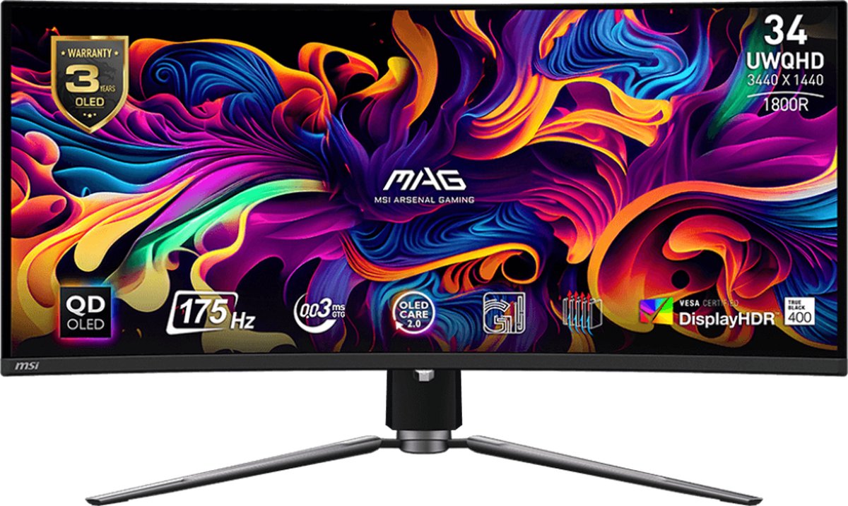 MSI Mag 341cqp Qd-oled - 34 Inch 3440 X 1440 (ultrawide Quad Hd) 0.03 Ms 175 Hz