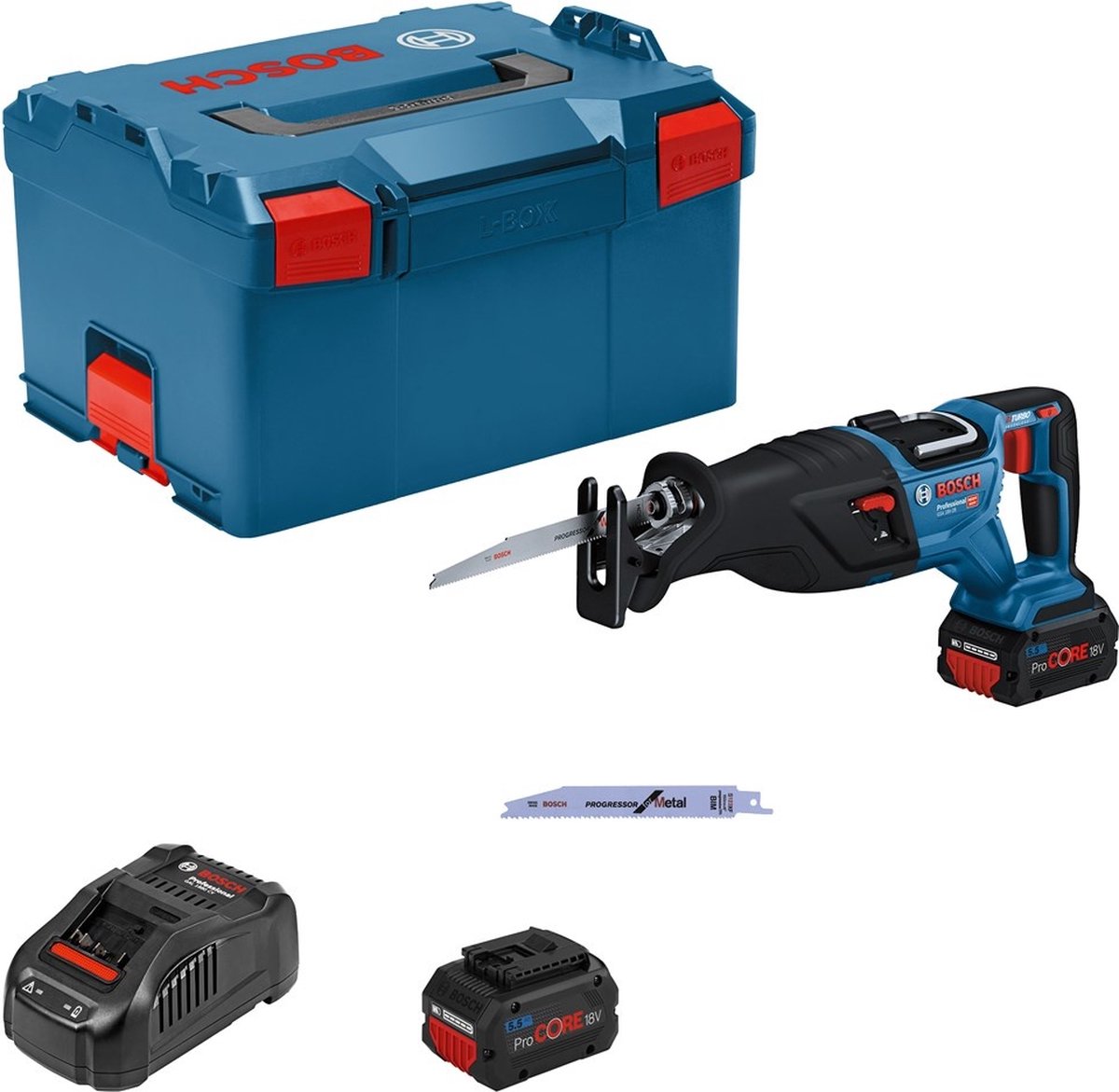 Bosch GSA 18V-28 18V Li-ion Accu Reciprozaag Set (2x 5.5Ah) In L-Boxx - 28 Mm