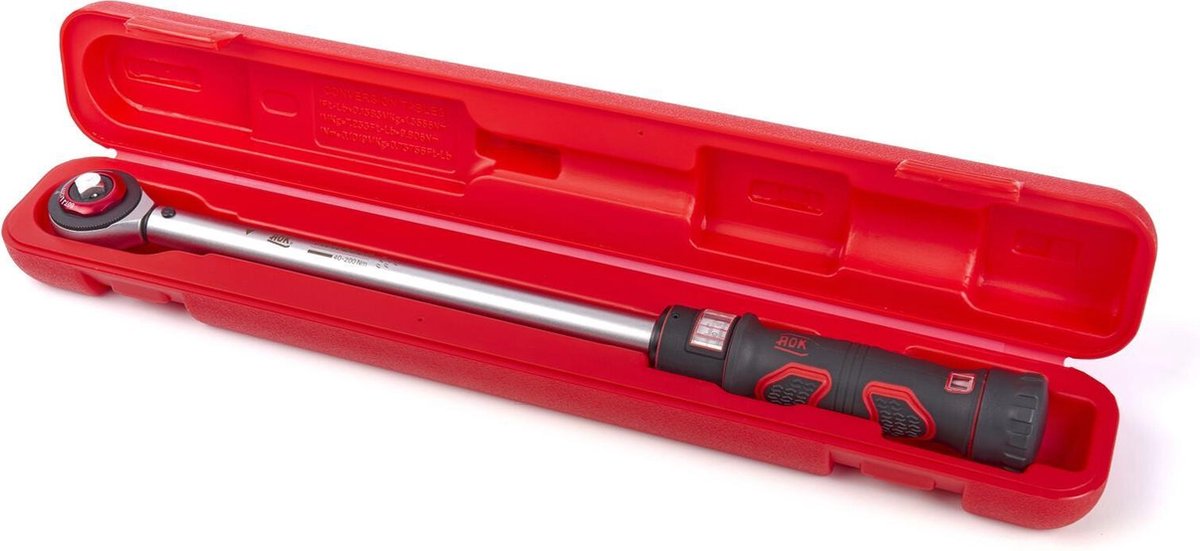 AOK 1/2"PROFI momentsleutel 40-200 Nm 60-120 tands met doordruk vierkant