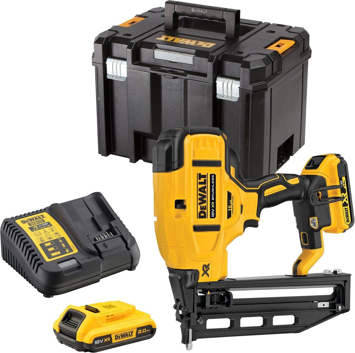 DeWALT DCN662D2 18V Li-Ion Accu Afwerktacker Set (2x 2.0Ah Accu) In TSTAK - 32-64mm - Koolborstelloos