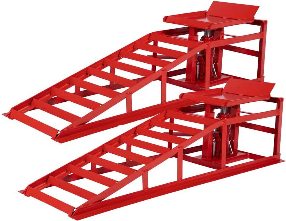 Oprijbrug met ingebouwde krik 2 ton (set)