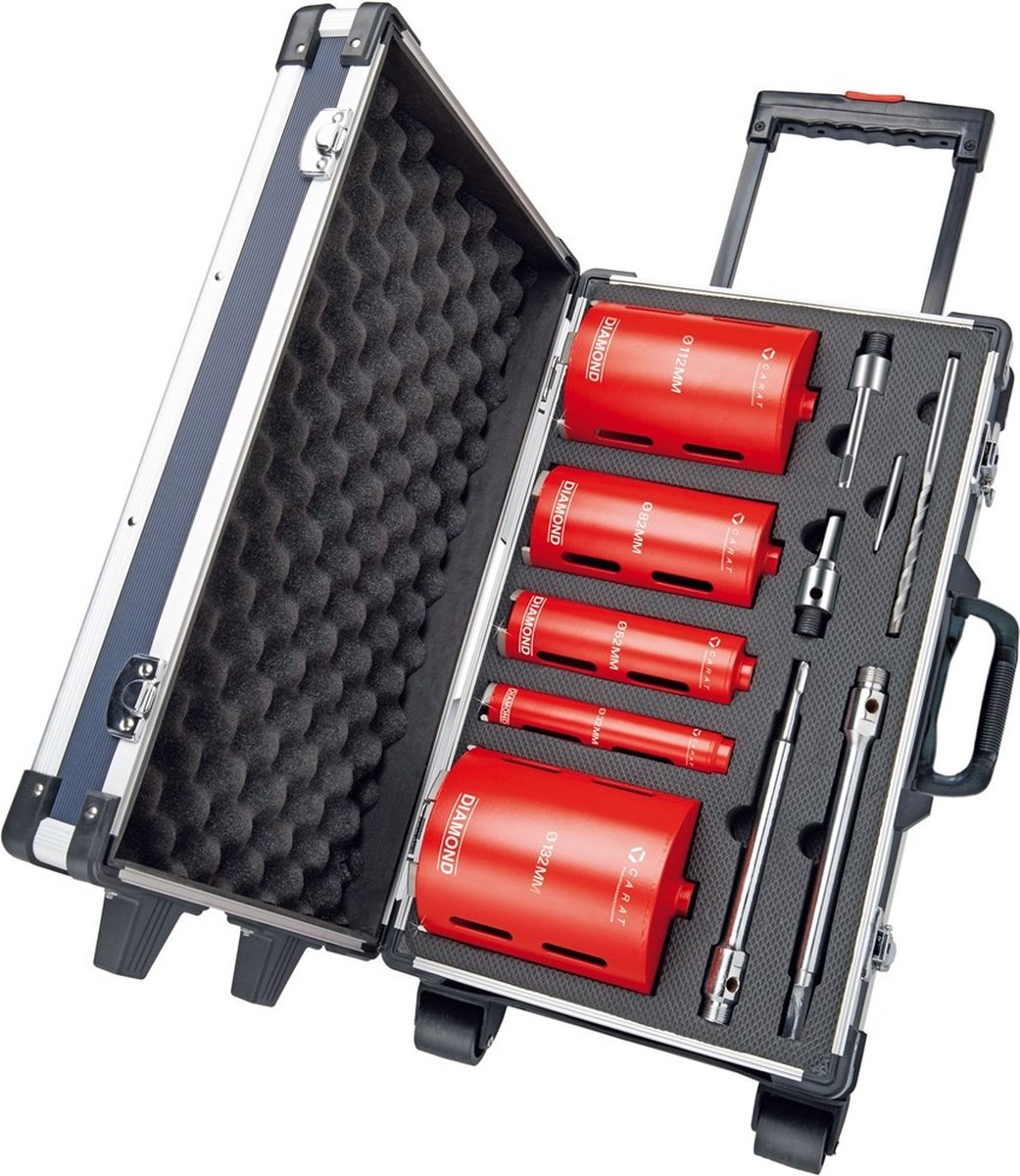 Carat HTESET0000 Diamantdroogboorset - 32 / 52 / 82 / 112 / 132 Mm + Adapters In Koffer