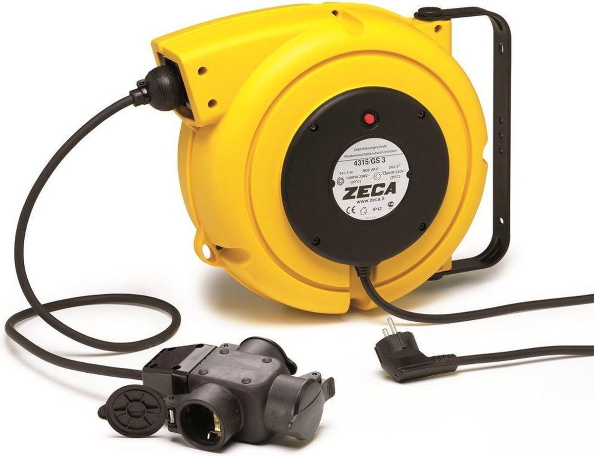 Zeca ZEEL4315/GS 3 Kabelhaspel Met PVC Kabel 3 Stroomgeleiders - H05VVF - 3x1,5mm² - 14+1m