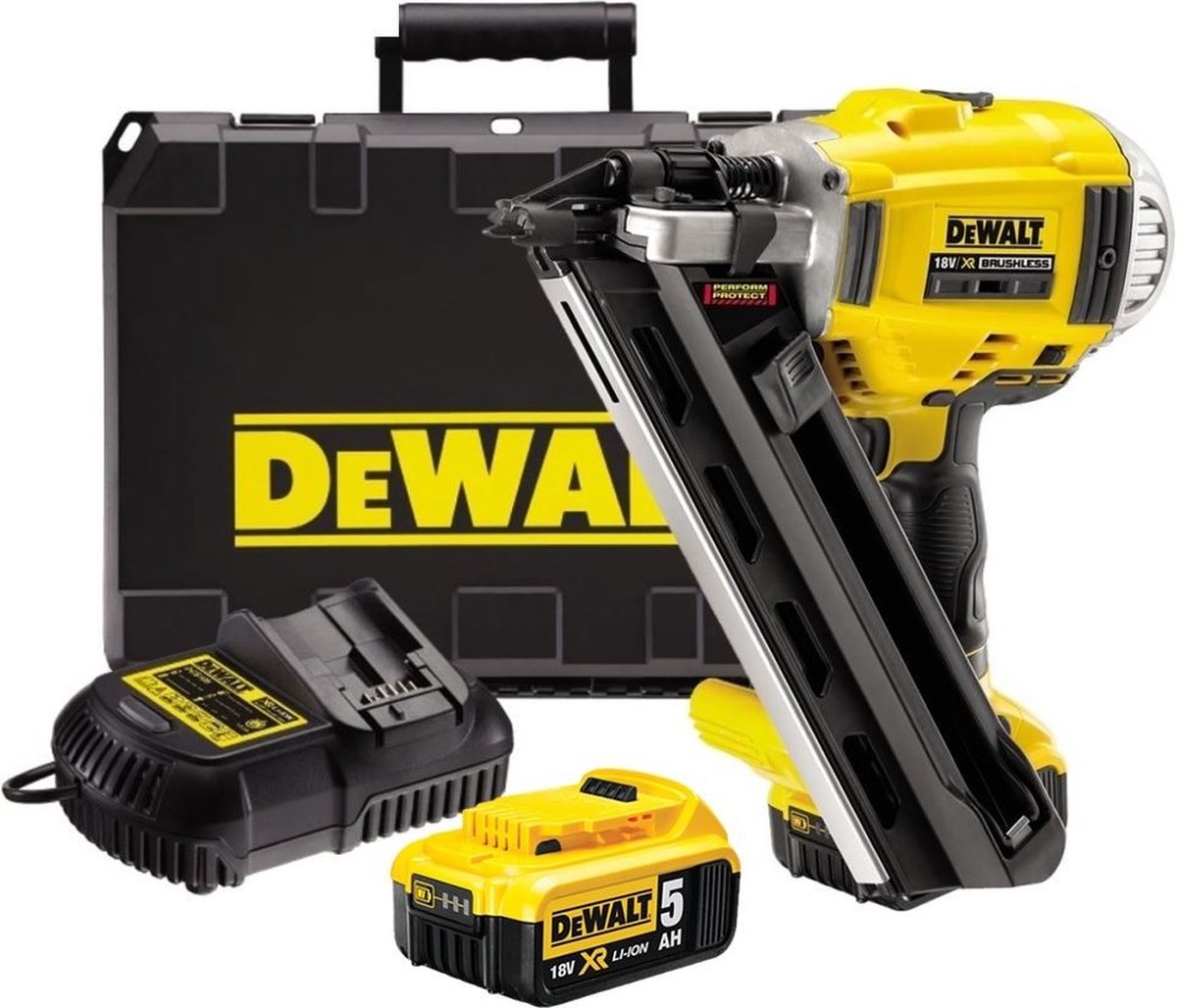 DeWALT DCN692P2 18V Li-Ion Accu Constructie Tacker Set (2x 5.0Ah Accu) In Koffer - 50-90mm - Koolborstelloos