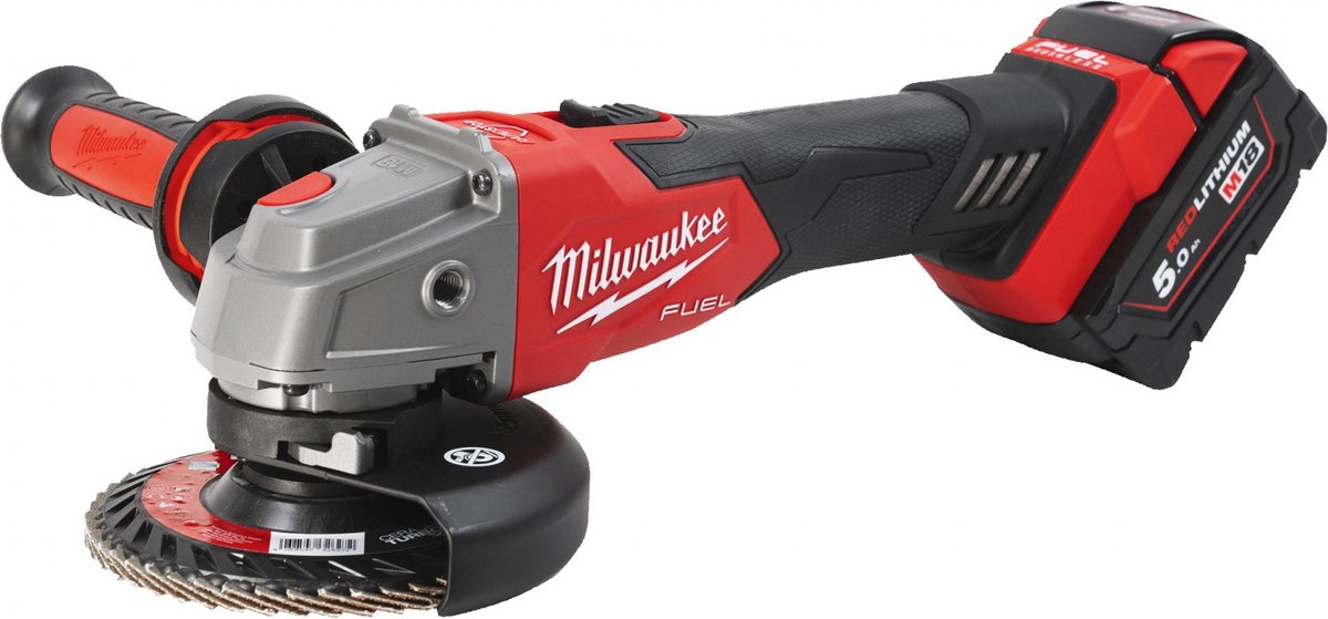 Milwaukee M18 FSAG125XB-502X 18V Li-ion Accu Haakse Slijper Set (2x5.0Ah) In HD Box - 125mm - Koolborstelloos