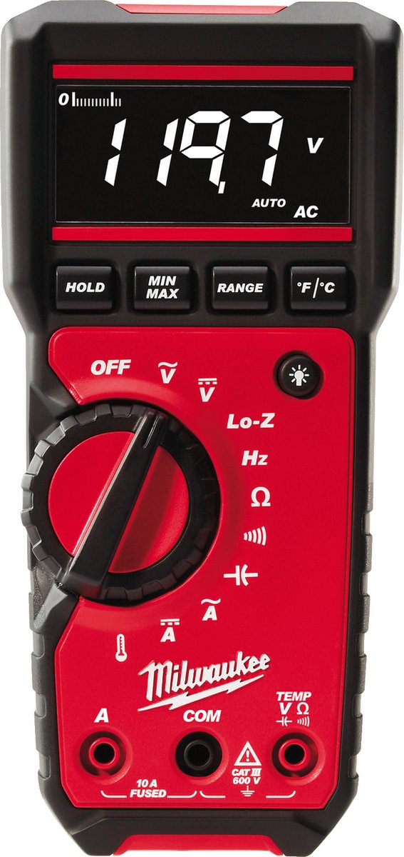 Milwaukee 2217-40 Digitale True-RMS Multimeter Incl. Temperatuurmeting - AC/DC600V&10A - -40°C T/m 400°C