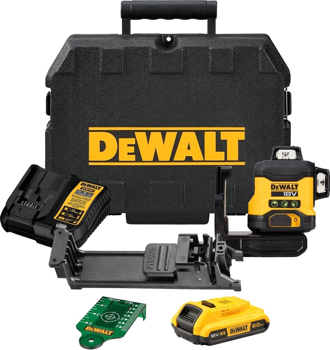 DeWALT CLE34031D1-QW 18V Li-ion Accu Zelfnivellerende Kruislijnlaser Set (1x 2.0Ah) - 3x360° - Groen