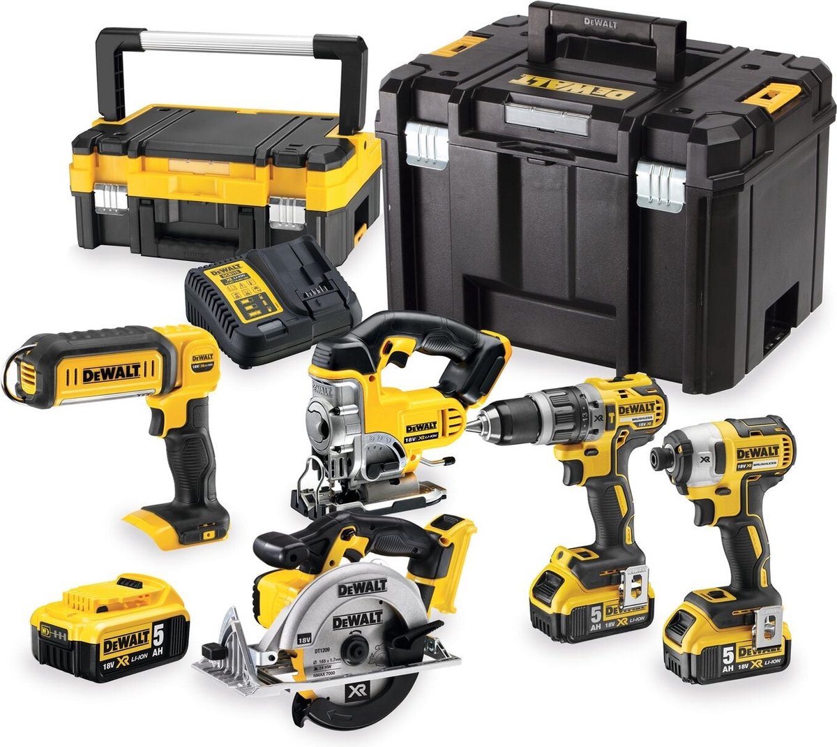 DeWALT DCK551P3T-QW 18V Li-in XR Accu 3-delige Combiset (3x 5.0Ah Accu) In 2 TSTAK Koffers