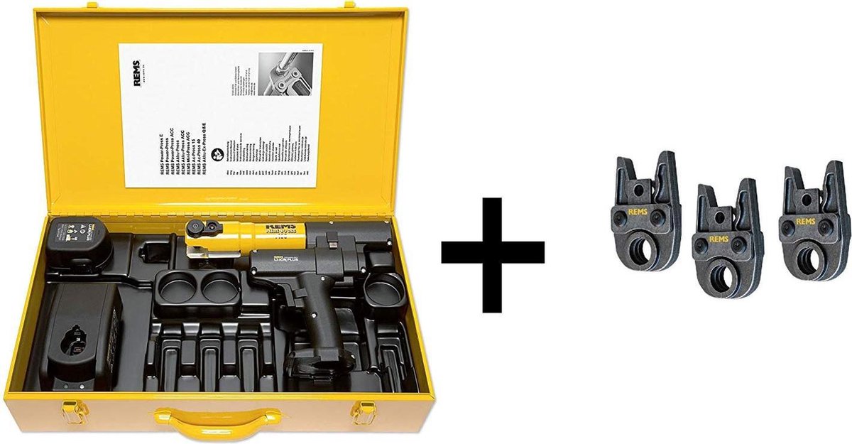 Rems 578026 14,4V Li-Ion Accu Mini-Press AC Eenhandsradiaalpers Set (1x 2,5Ah Accu) In Koffer + 3 Bekken TH16-20-26
