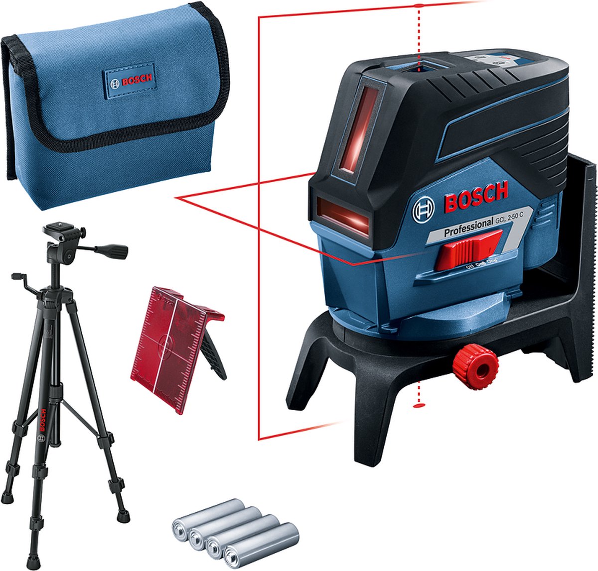 Bosch GCL 2-50 C 12V Li-Ion Accu Kruislijnlaser In Etui + Statief (BT 150) - 20m