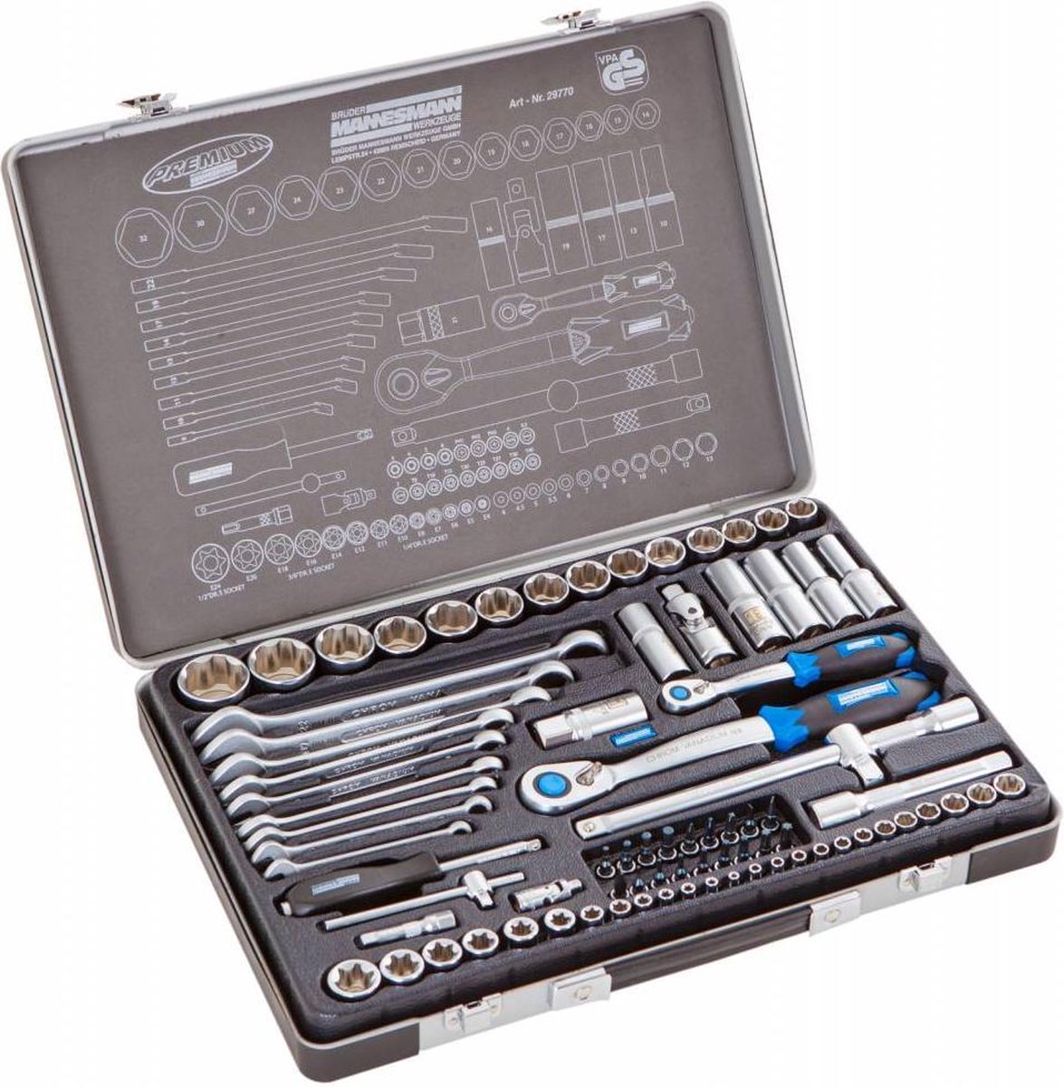 MANNESMANN 82-delige 1/4"+1/2"doppendoos (29770)