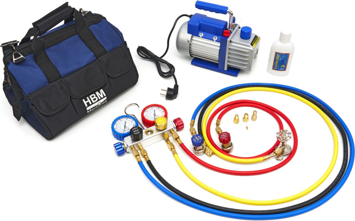 Vacuumpomp 1-traps met 2-voudige manometerset (85 liter)