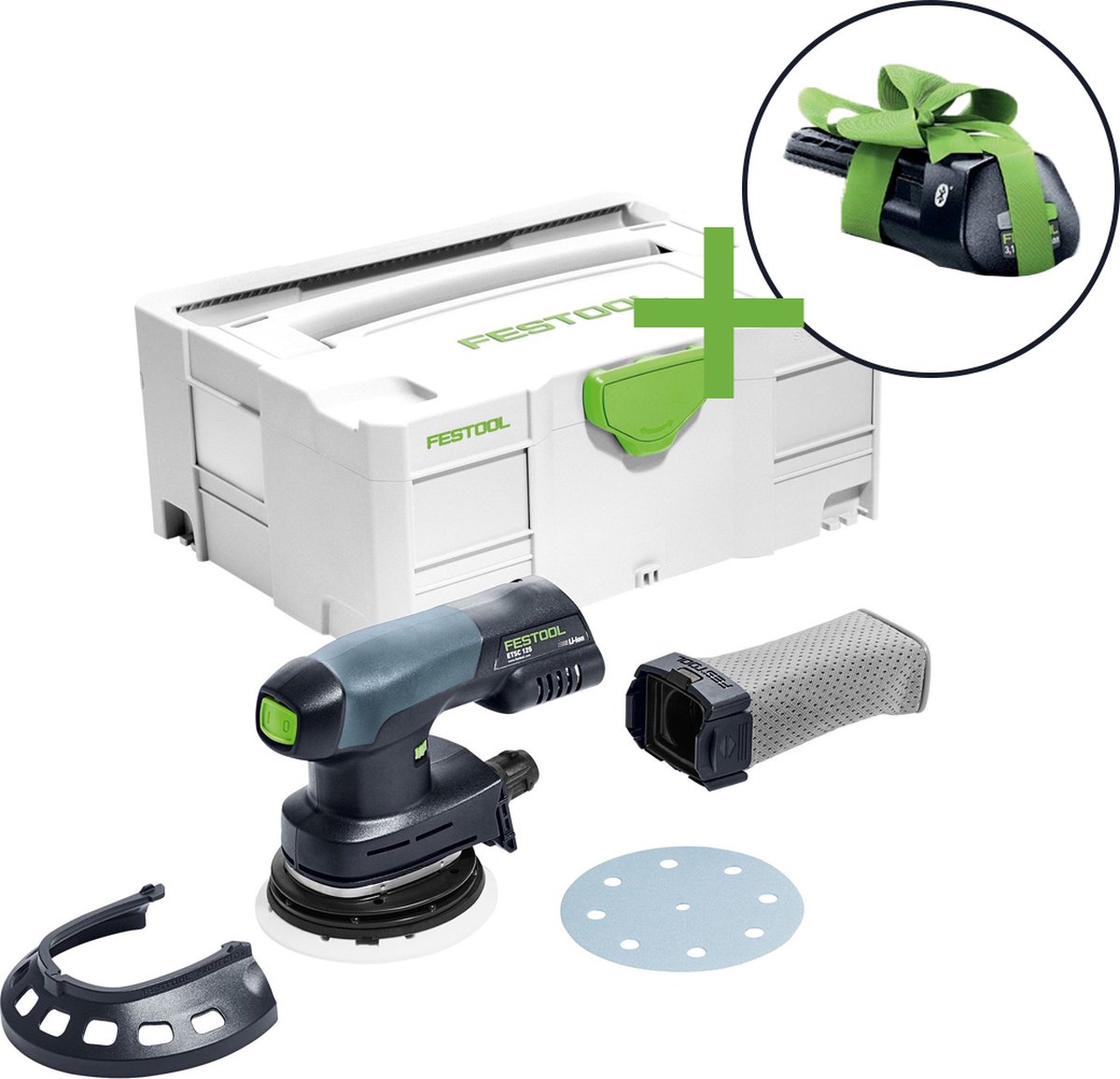 Festool ETSC 125-Basic ERGO 18V Li-Ion Accu Excenterschuurmachine In Systainer - Met 3.1Ah Accu