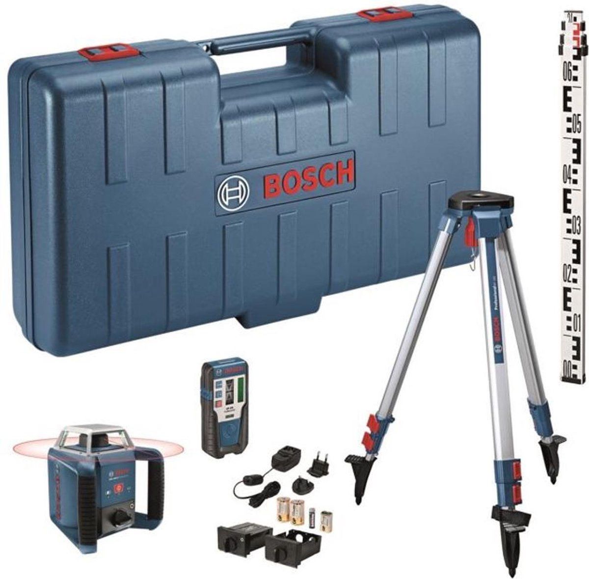 Bosch GRL 400 H Rotatie Laser + LR 1 Ontvanger In Koffer + GR 2400 Meetlat + BT 152 Statief