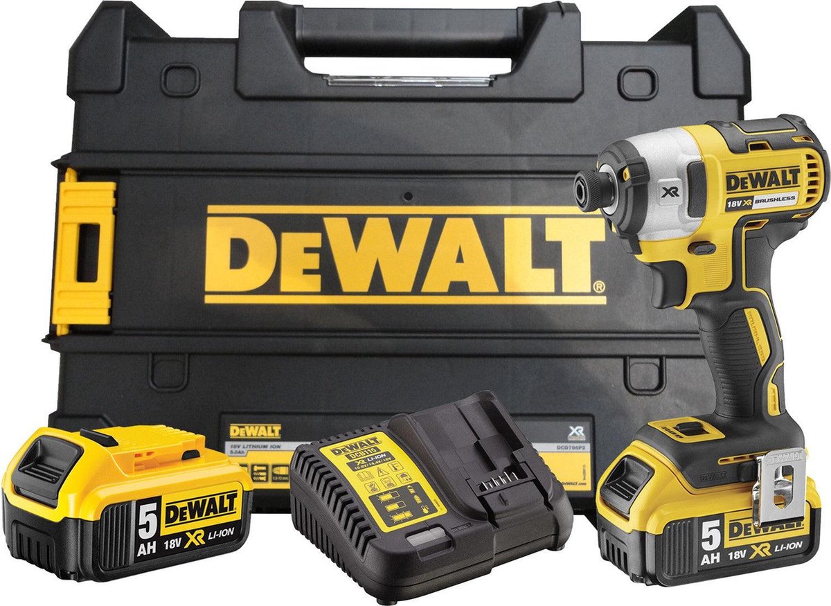 DeWALT DCF887P2 18V Li-Ion Accu Slagschroevendraaier Set (2x 5.0Ah Accu) In TSTAK - Koolborstelloos