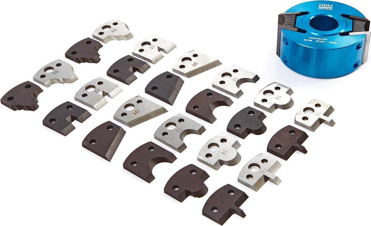 Houtfreeskop 100 mm PROFI met 7 sets messen