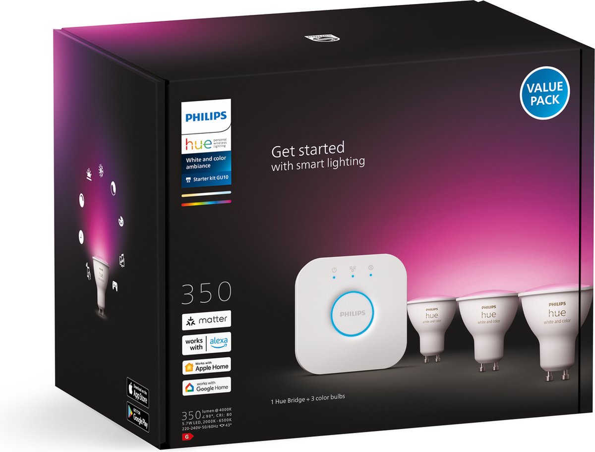 Philips Hue Gu10-ledlampen En Bridge - Starterkit Slimme Verlichting Wit