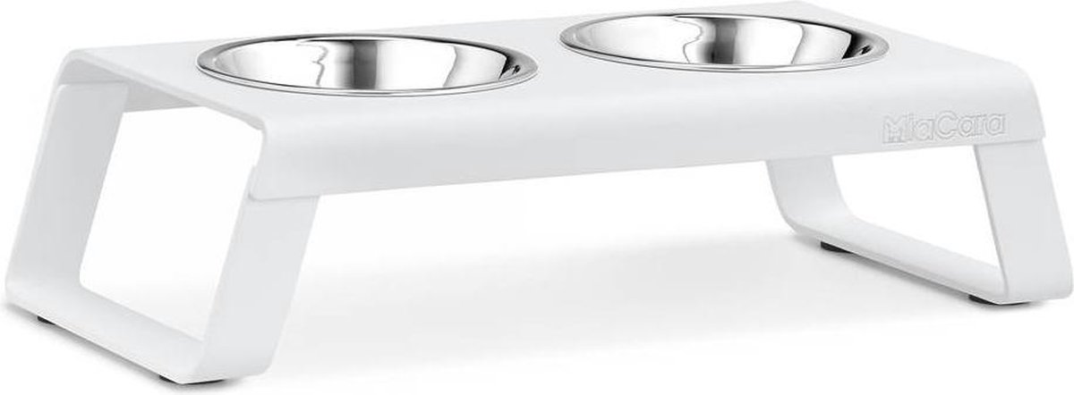MiaCara Desco Kattenvoerbak Aluminium Wit