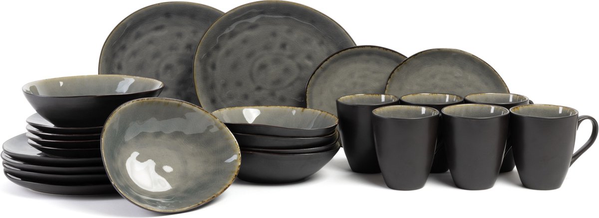 Cosy & Trendy Serviesset Laguna Blue Grey - 24-delig / 6 personen