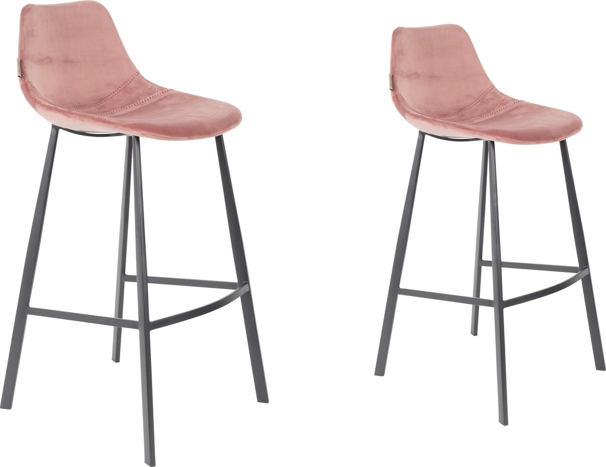Dutchbone Franky Barkruk Hoog Velvet Roze