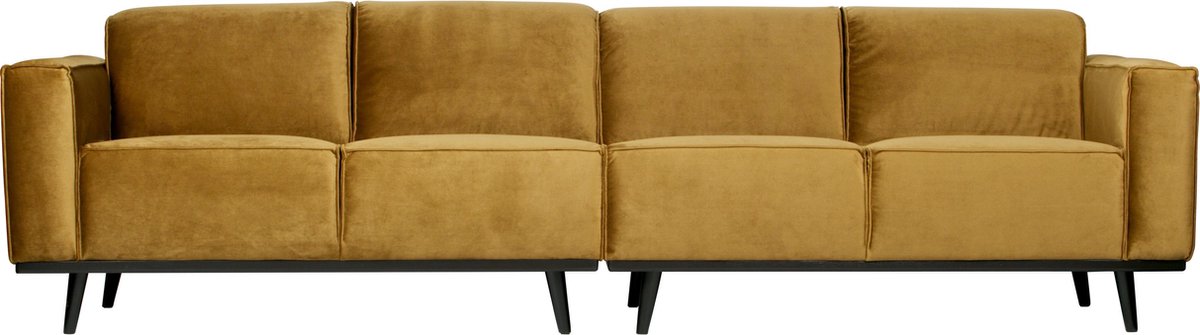 BePureHome Statement Bank 4-zits 280cm Velvet Honinggeel