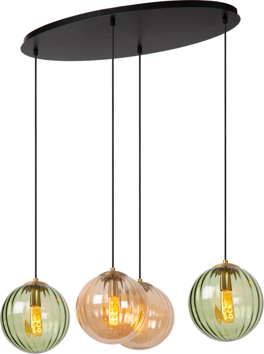 Lucide Monsaraz 4 Cluster Hanglamp Ovaal Groen/amber