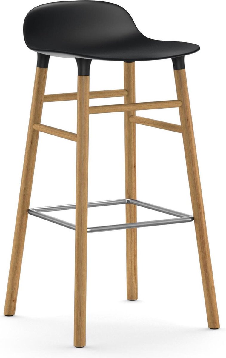 Normann Copenhagen Form Barstool Barkruk 75cm Met Eiken Onderstel Zwart