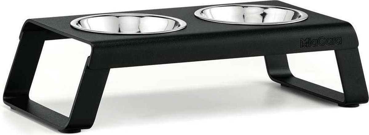 MiaCara Desco Kattenvoerbak Aluminium Zwart