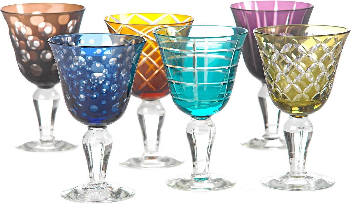 POLSPOTTEN Cuttings Wijnglazen Set Van 6 Multicolour