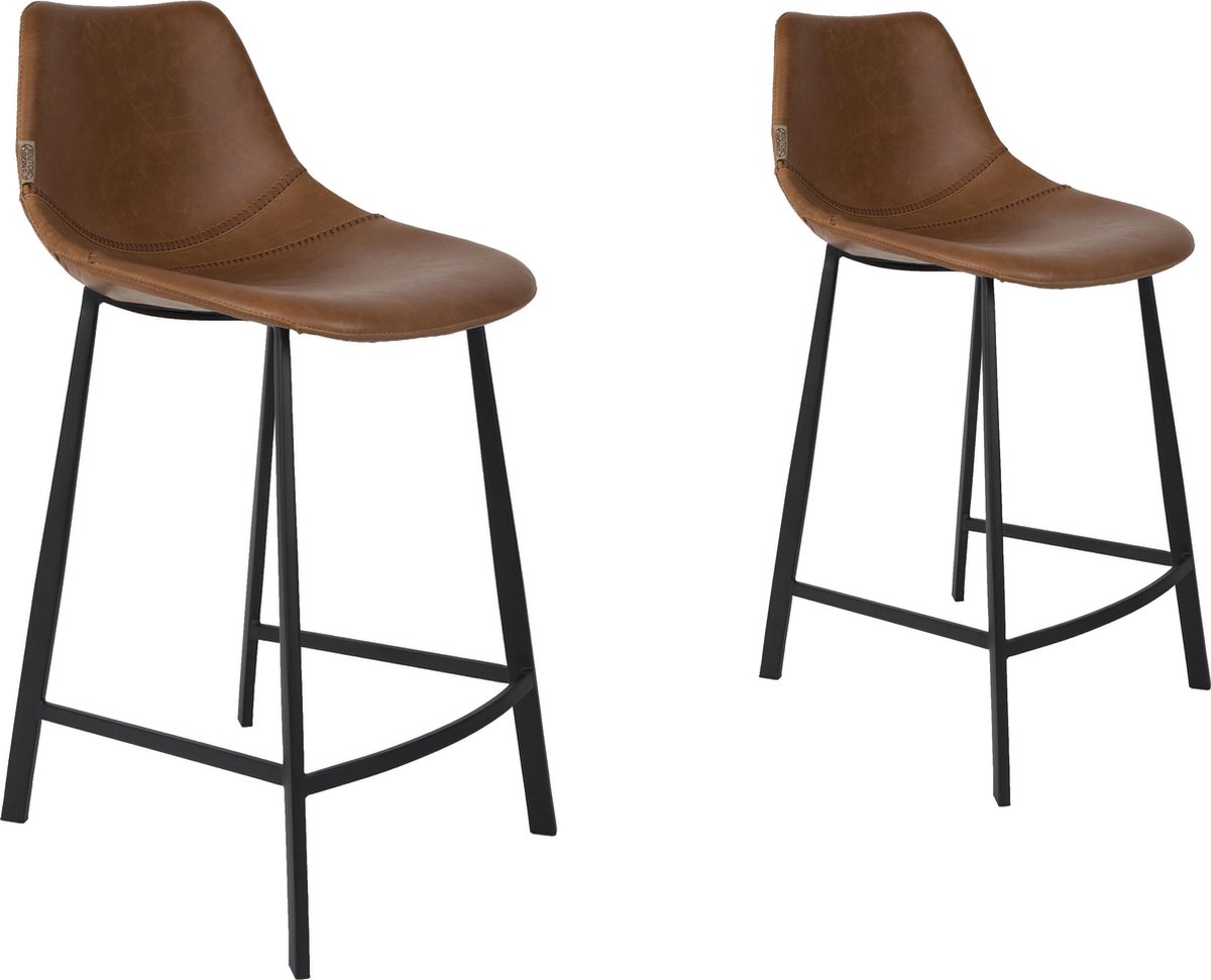 Dutchbone Franky Barkruk Laag Leer Bruin