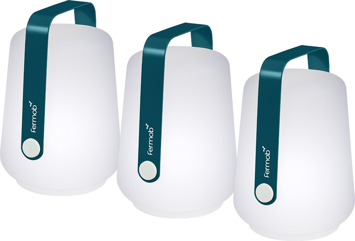 Fermob Balad Tafellamp Mini Set Van 3 LED Oplaadbaar Acapulco Blue