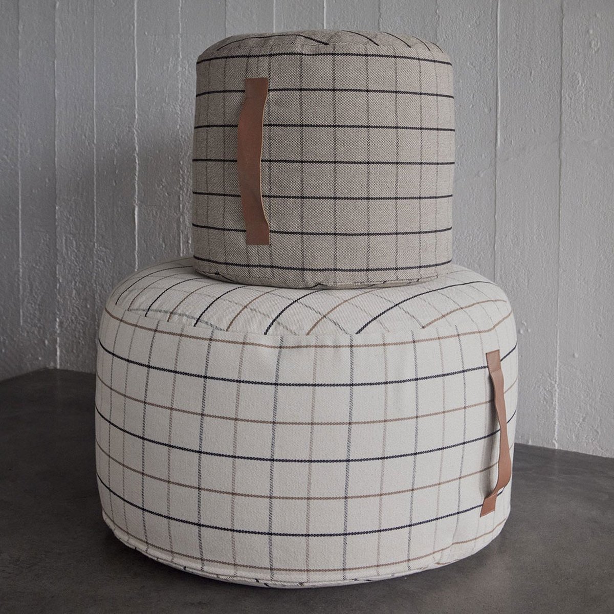 OYOY Grid Poef Large Off White