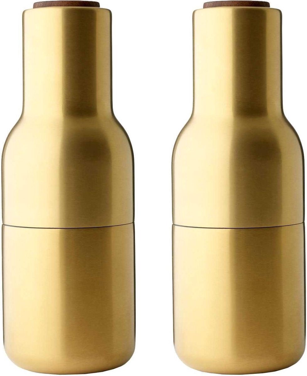 Audo Copenhagen Bottle Grinder Peper- En Zoutmolen Brushed Brass Walnoot