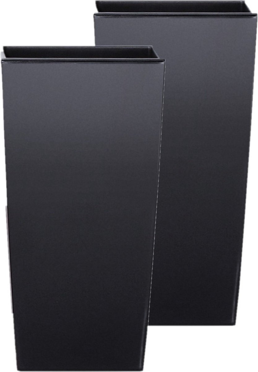 3x stuks kunststof Urbi bloempot/plantenpot met binnenpot antraciet 32 x 32 x 61 cm -