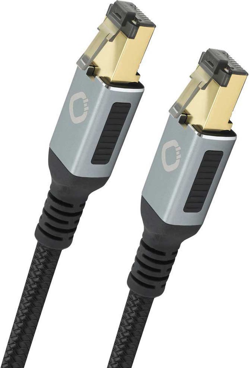 Oehlbach D1C13357 RJ45 Netwerkkabel, patchkabel CAT 8.1 10.00 m Zwart, Goud 1 stuk(s)