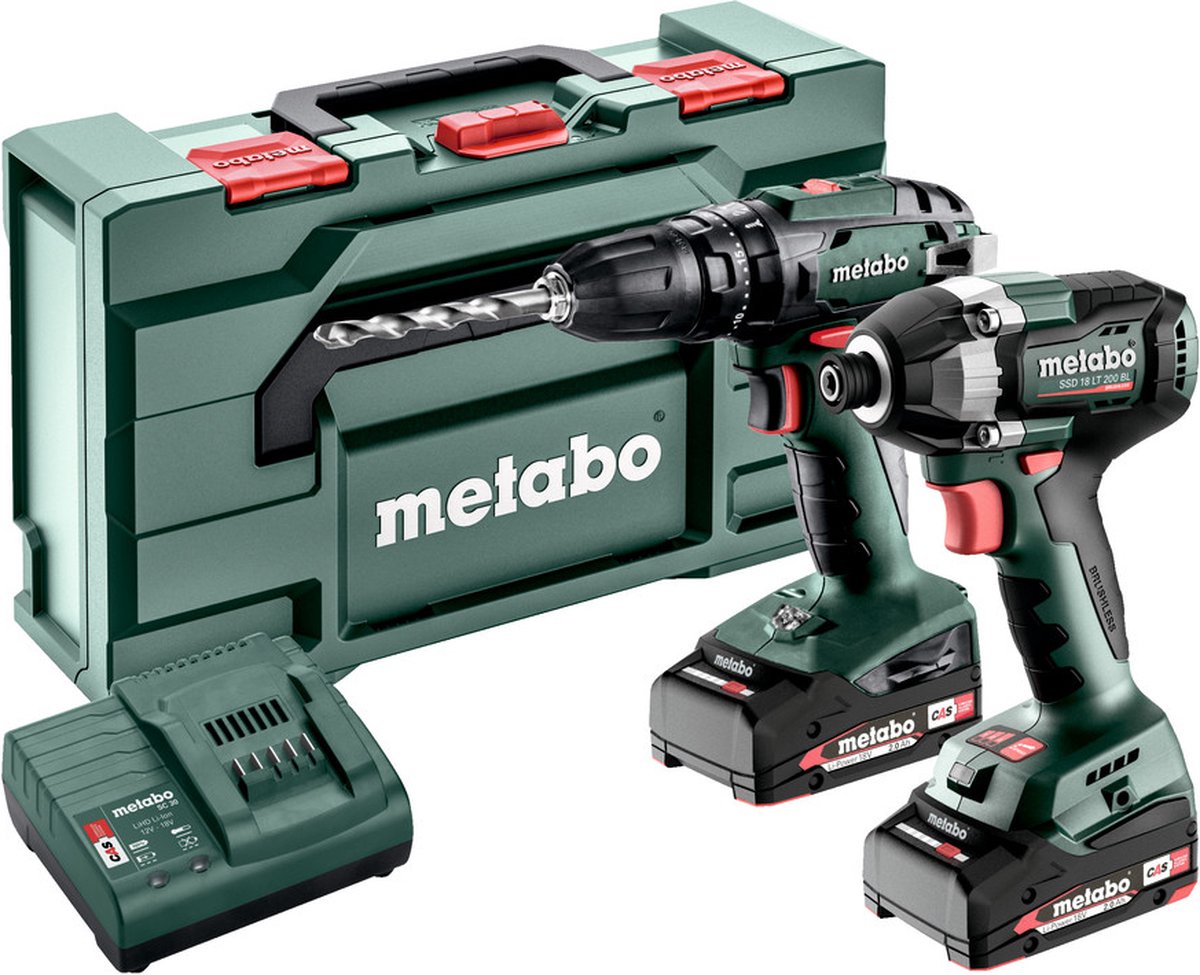 Metabo Combo-Set SB 18 + SSD 18 LT 200 BL Accu-klopboor/schroefmachine, Accu-slagmoersleutel Incl. accu, Incl. lader