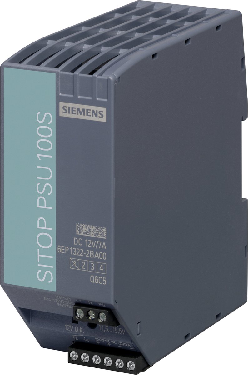 Siemens SITOP PSU100S 12 V/7 A DIN-rail netvoeding 12 V/DC 7 A 80 W Aantal uitgangen: 1 x Inhoud: 1 stuk(s)