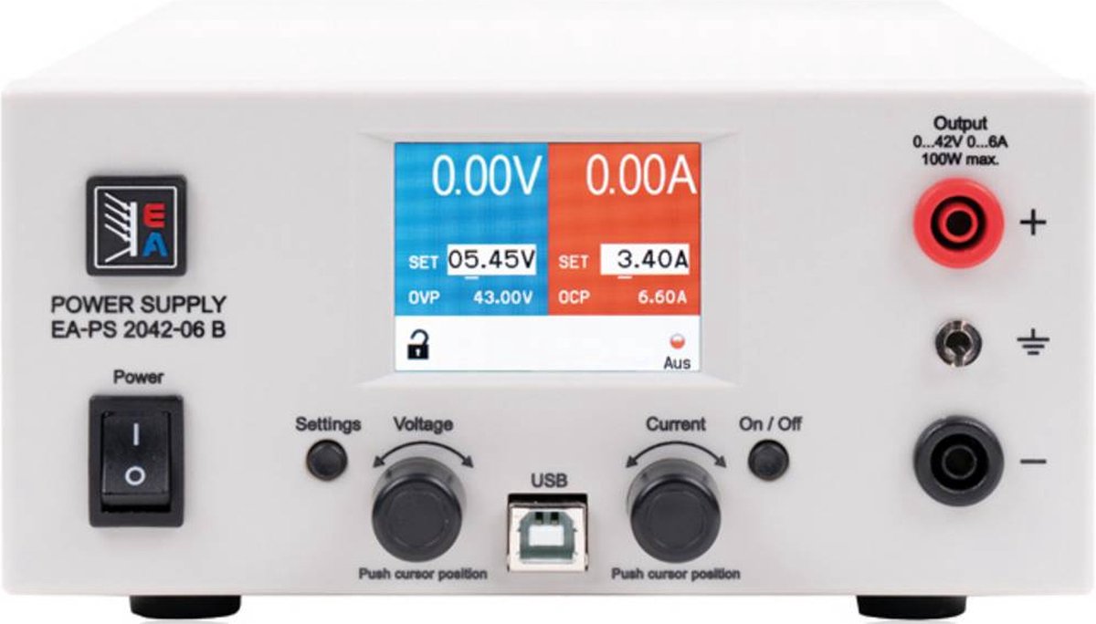 EA Elektro Automatik EA-PS 2042-06B Labvoeding, regelbaar 0 - 42 V/DC 0 - 6 A 100 W USB Op afstand bedienbaar Aantal uitgangen: 1 x