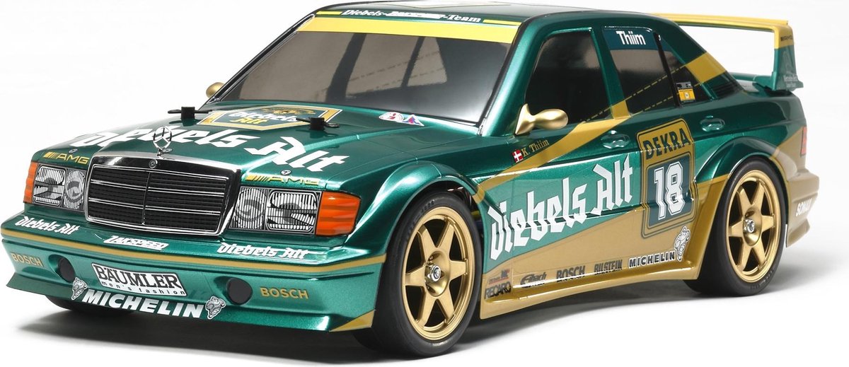 Tamiya 1:10 RC auto Elektro Straatmodel Mercedes-Benz 190E Diebels Alt Brushed 4WD Bouwpakket TT-01E