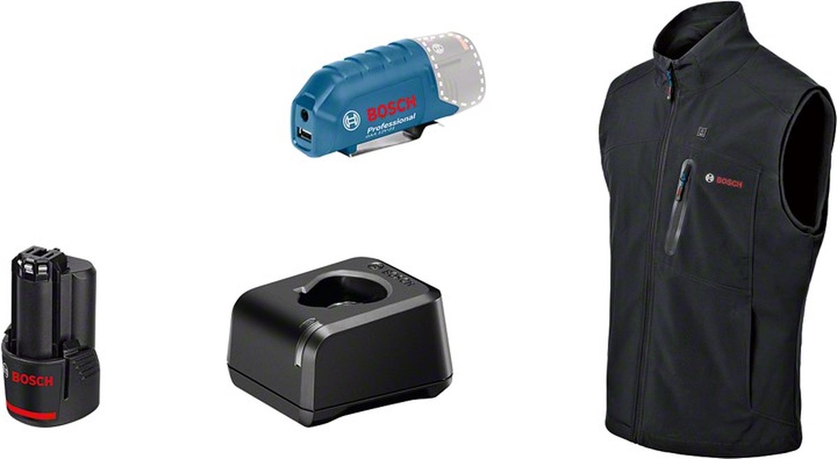 Bosch Professional 06188000G7 Verwarmde bodywarmer GHV 12+18V XA Maat: XL Zwart