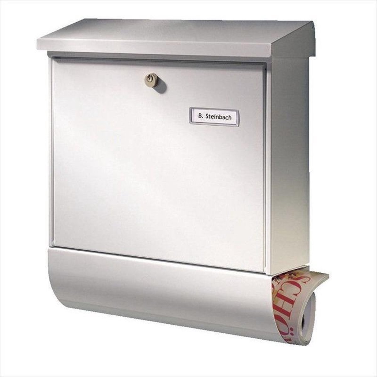 Burg Wächter 31420 VARIO 8672 W Brievenbus Plaatstaal Wit Sleutelslot