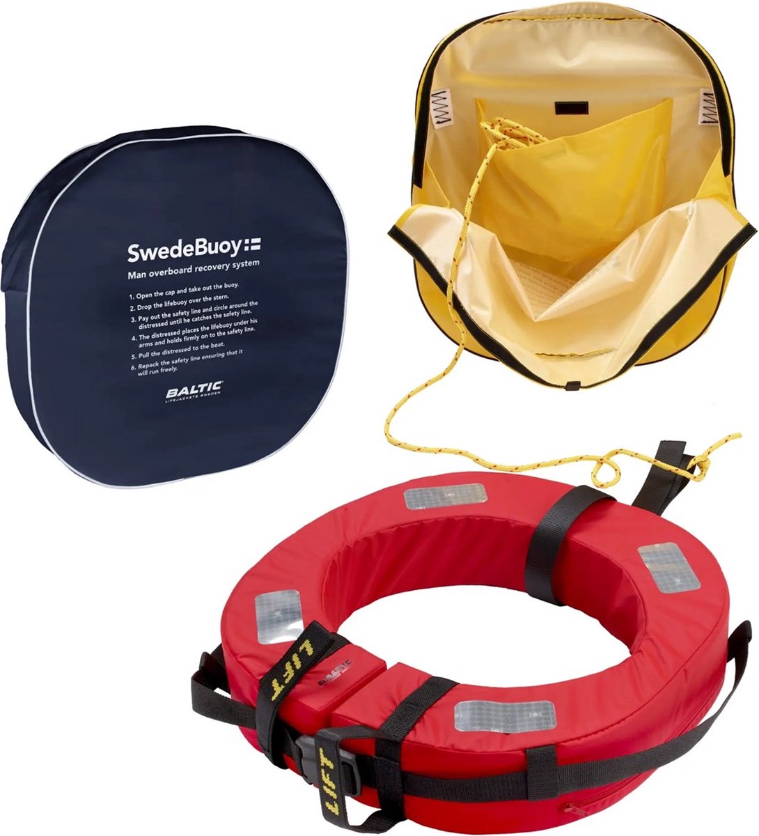 Baltic Swedebuoy man-overboord reddingsboeisysteem met 30 m lijn blauw