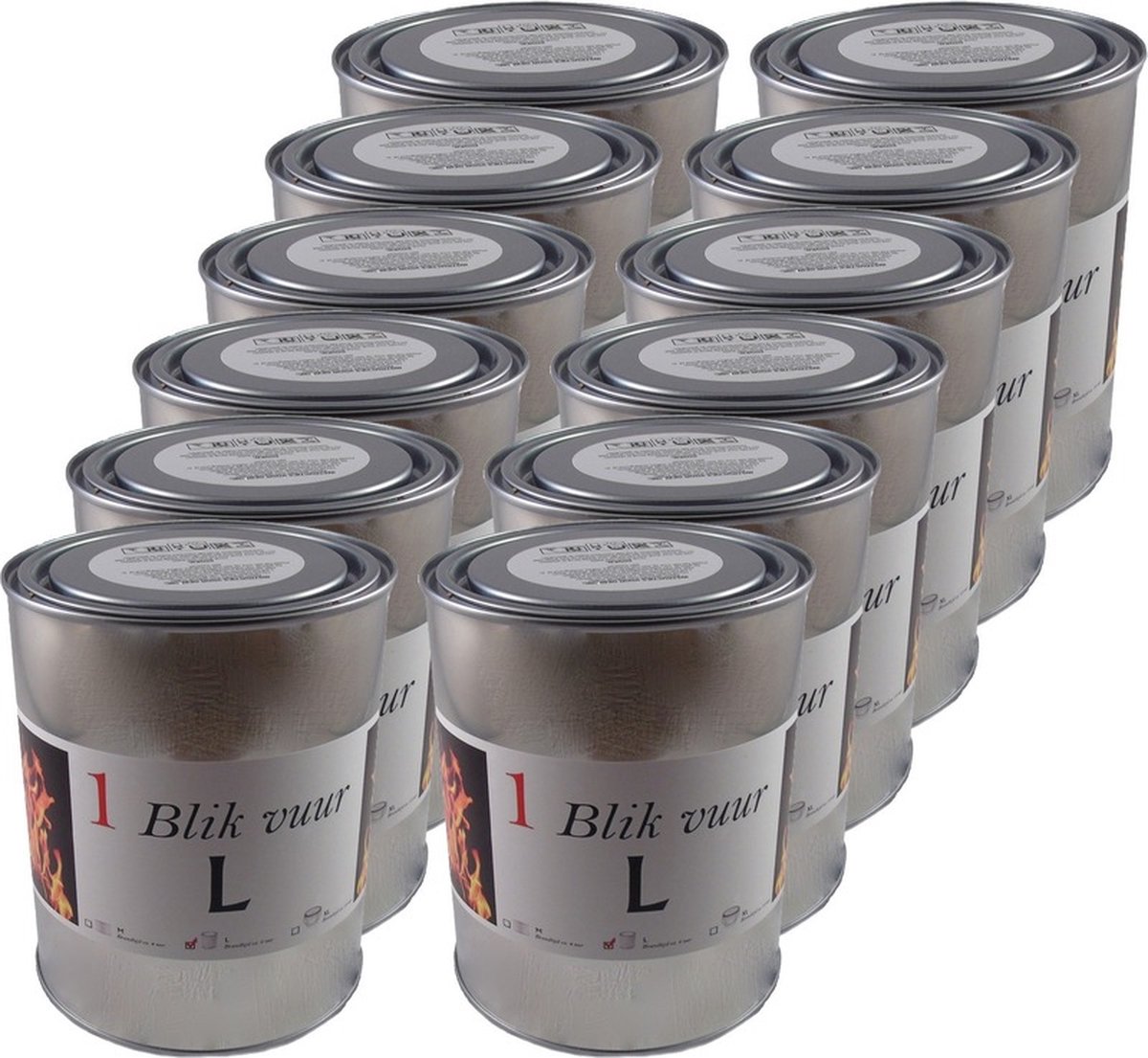 12x Tuinfakkels vuur verlichting in blik 11 x 13 cm 5-8 brandure -