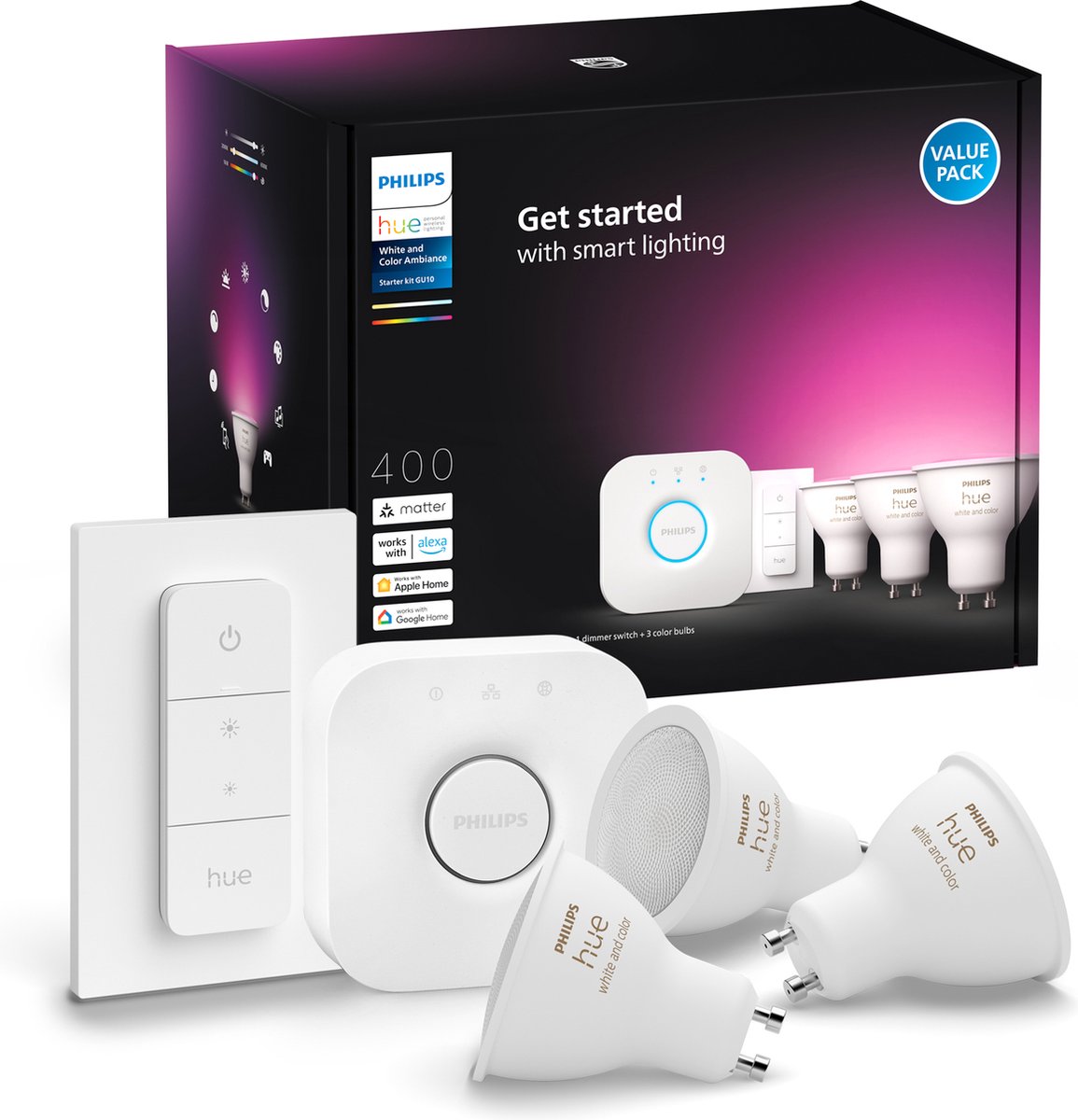 Philips Hue White & Color Ambiance GU10 Starterset - Wit
