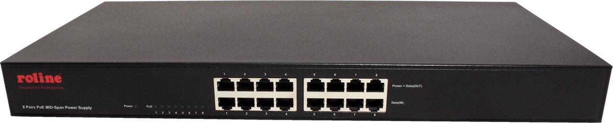 ROLINE 19 Fast Ethernet PoE Mid-Span injector, 8 poorten