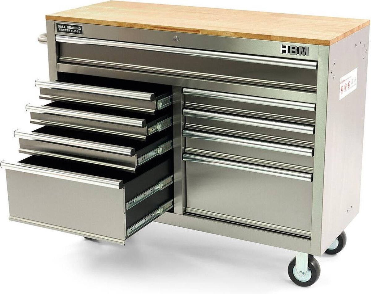 Werkbank / gereedschapswagen 125 cm RVS