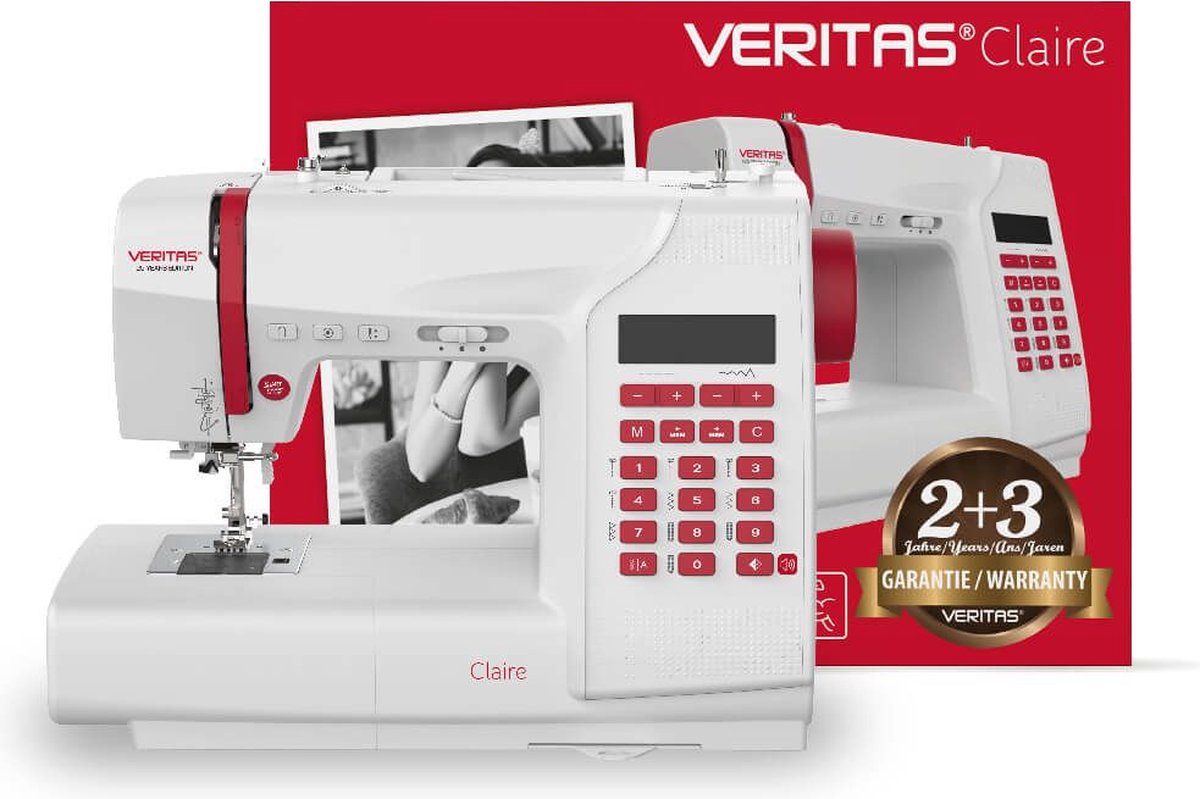 Veritas Naaimachine met vrije arm Claire Wit, Rood