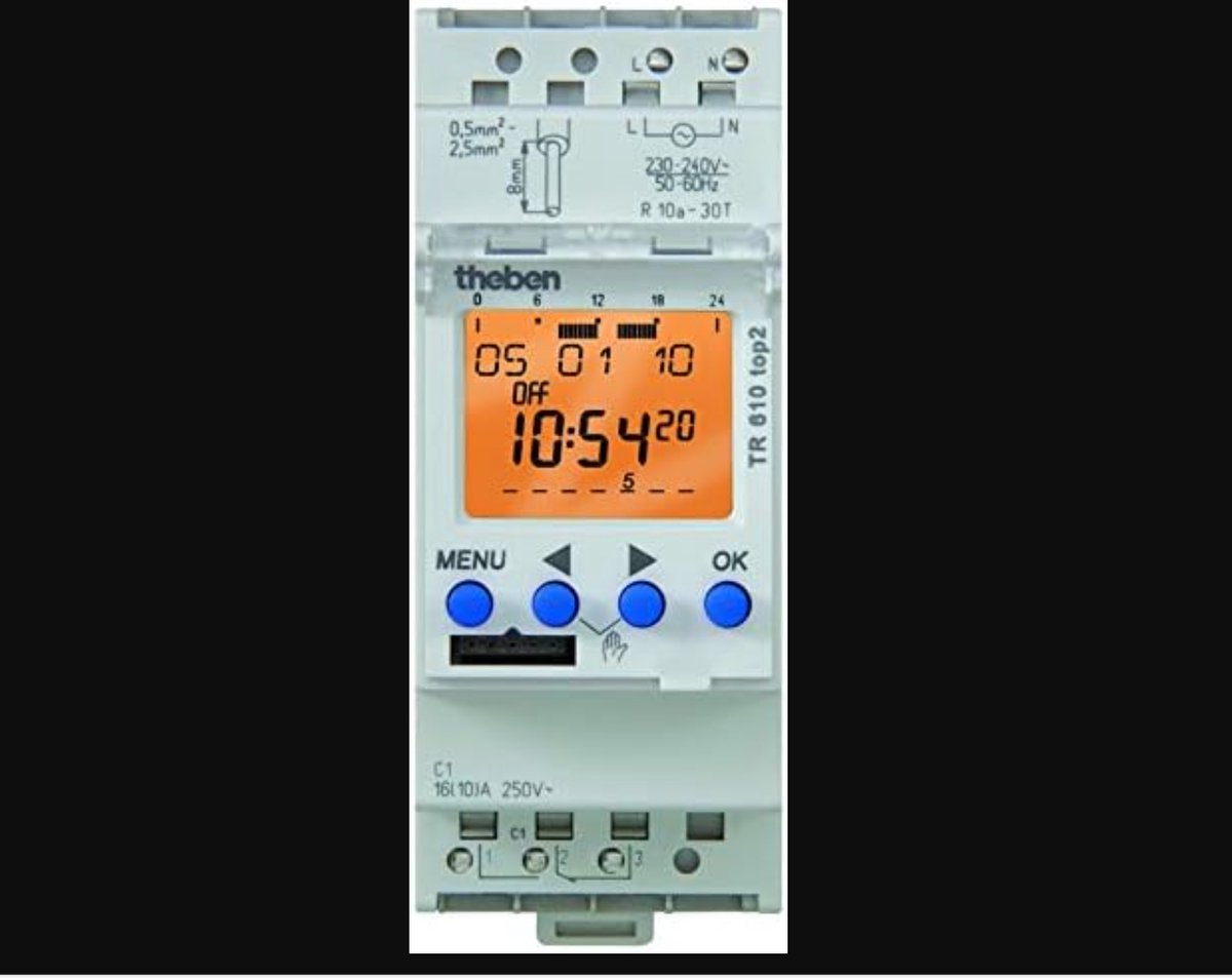 Theben TR 610 top2 24V DIN-rail schakelklok 12 V